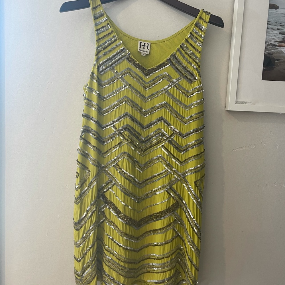 Haute Hippy yellow sequin mini dress size small